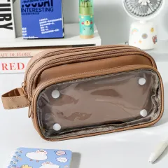 Transparent Pencil Case INS Style Milk Salty Series Carrying Case Large Capacity Waterproof - Brown - View 1