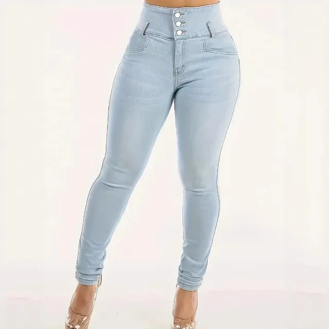 Women's High Waist Tight Stretch Shaping And Hip Lifting Jeans Light Blue - Shop at LoveMi