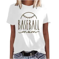Mother's Day Baseball Women's Various Styles Loose-fitting Pullover Round-neck Short-sleeved T-shirt - 47445-L - View 1