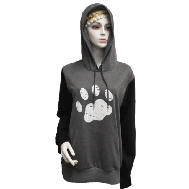 Women's Long sleeved Hooded Sweater Printed Pullover Coat Dark Gray - Shop at LoveMi