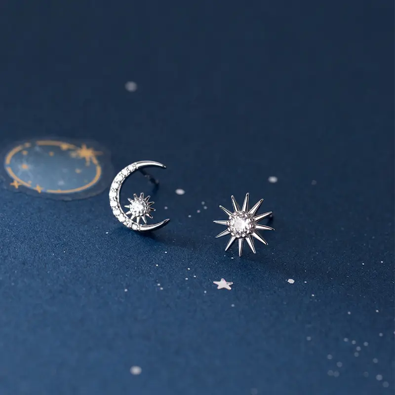 Sun Moon Star Stud Earrings