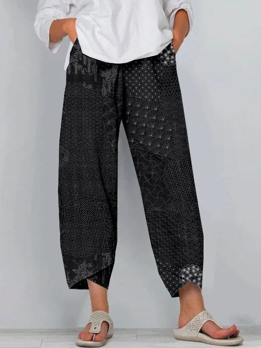 3D-printed Fashion-forward Capri Wide-leg Pants