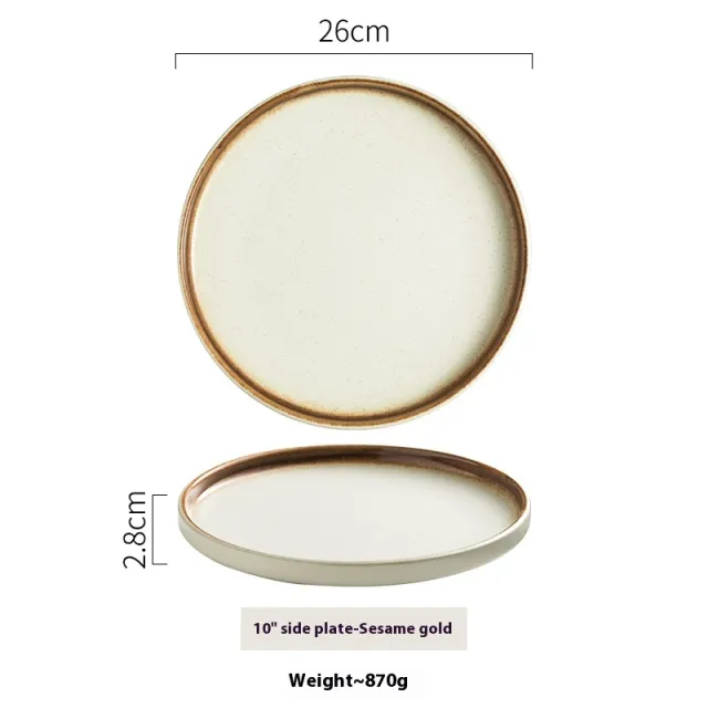 Tableware Steak Western Cuisine Plate Creative Flat Plate 10Inch Sesame Gold - Shop at LoveMi