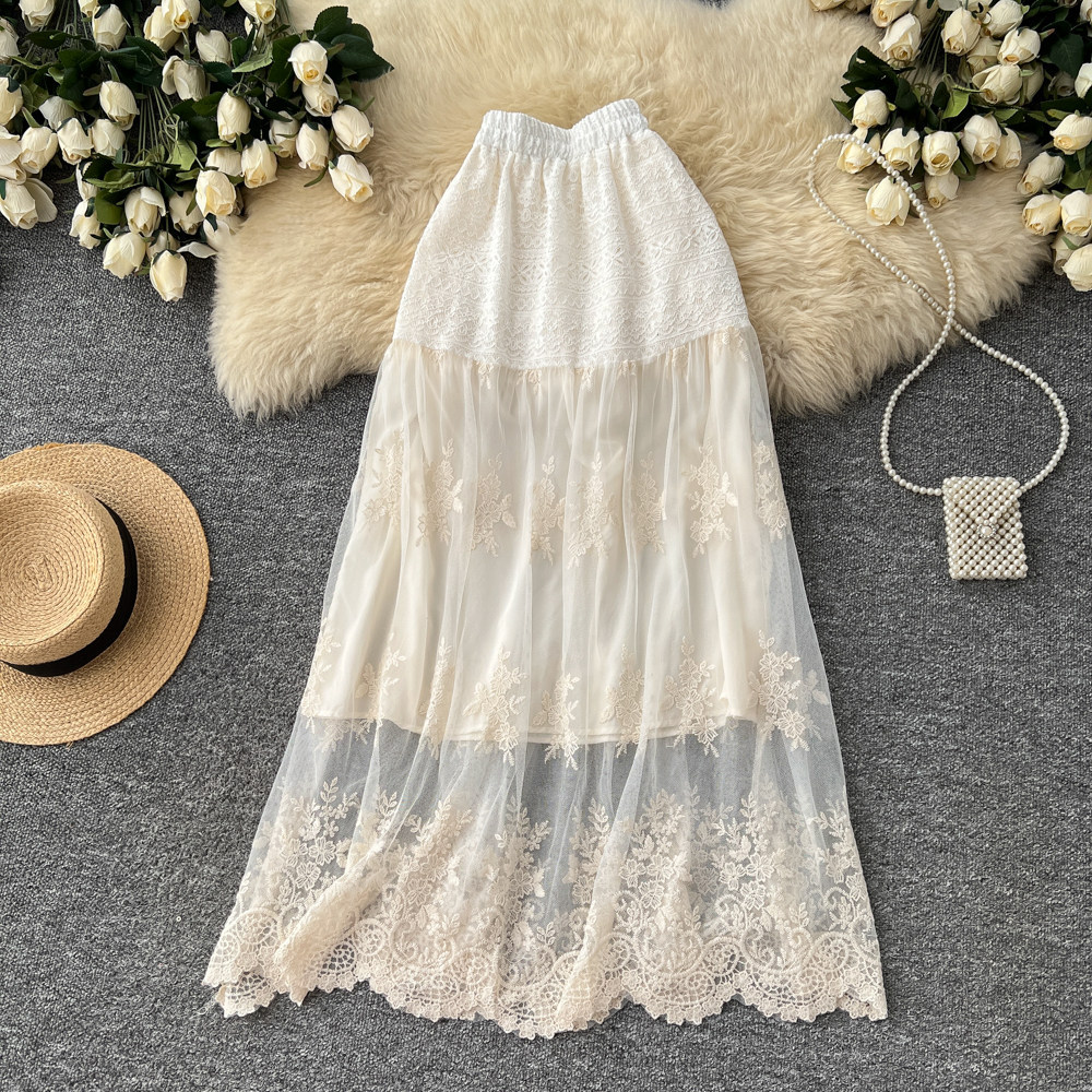 Women's Lace-Patchwork A-Line Skirt Image 7