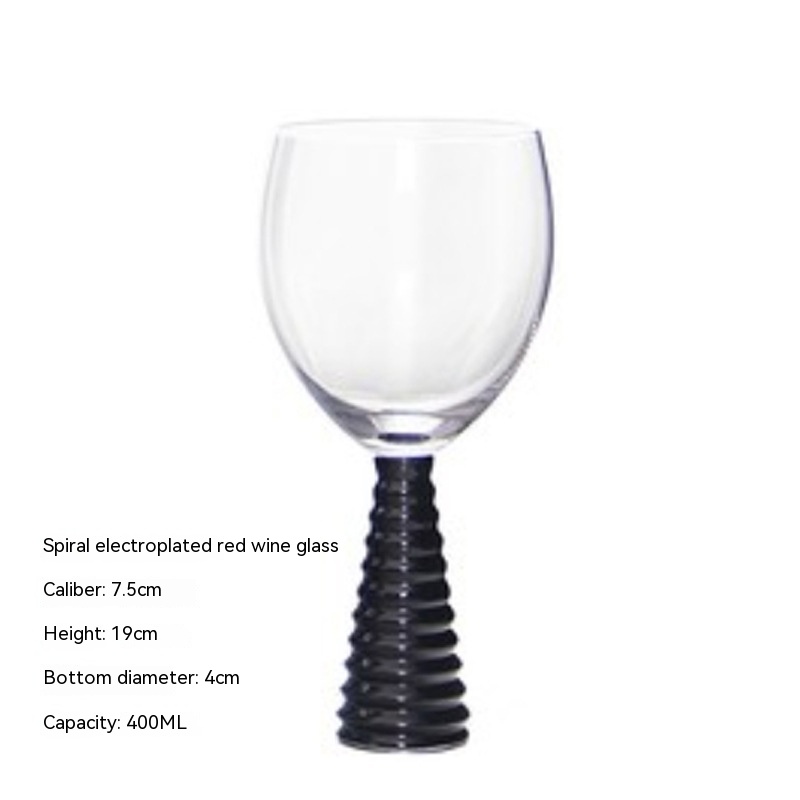 Threaded Black Red Wine Glass