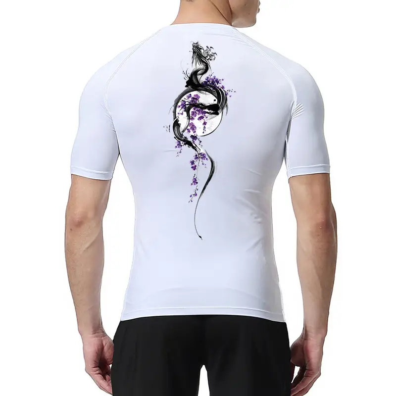 Sword Printed Short Sleeve Compression Shirt Summer Men