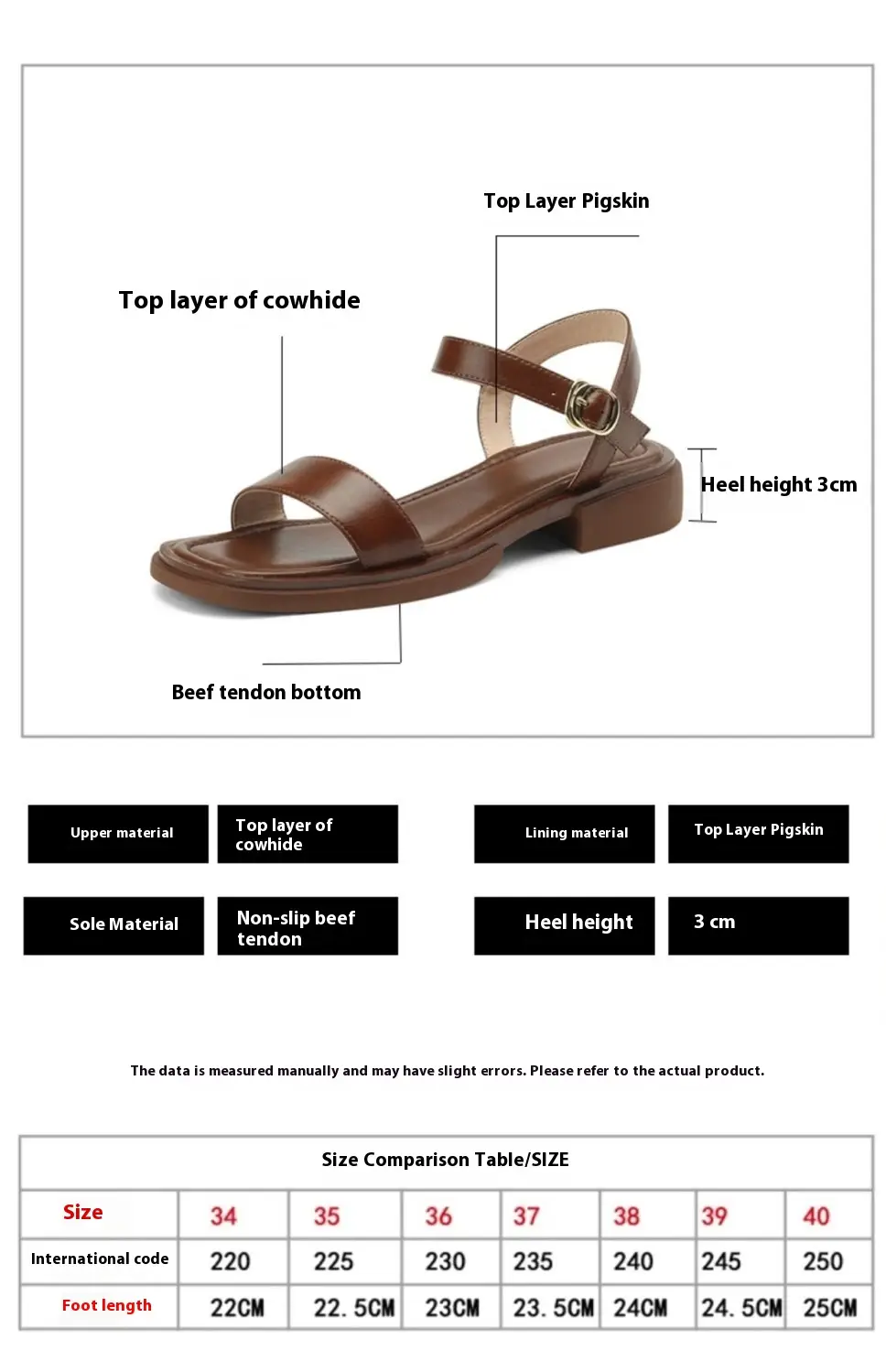 Women's Summer Flat Soft Sole Leather French Retro Platform Sandals