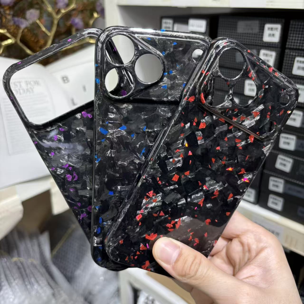 Suitable For 17 Pro Max Carbon Fiber Phone Case With Precision Holes, Business-Style Forged Texture Protective Cover