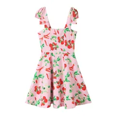 Cherry Print Mini Sling Dress - Pink - View 1