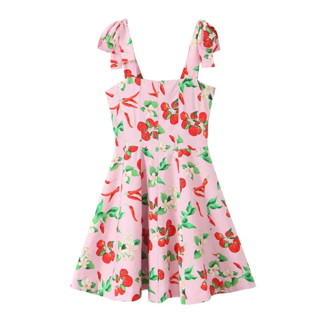 Cherry Print Mini Sling Dress Pink - Shop at LoveMi