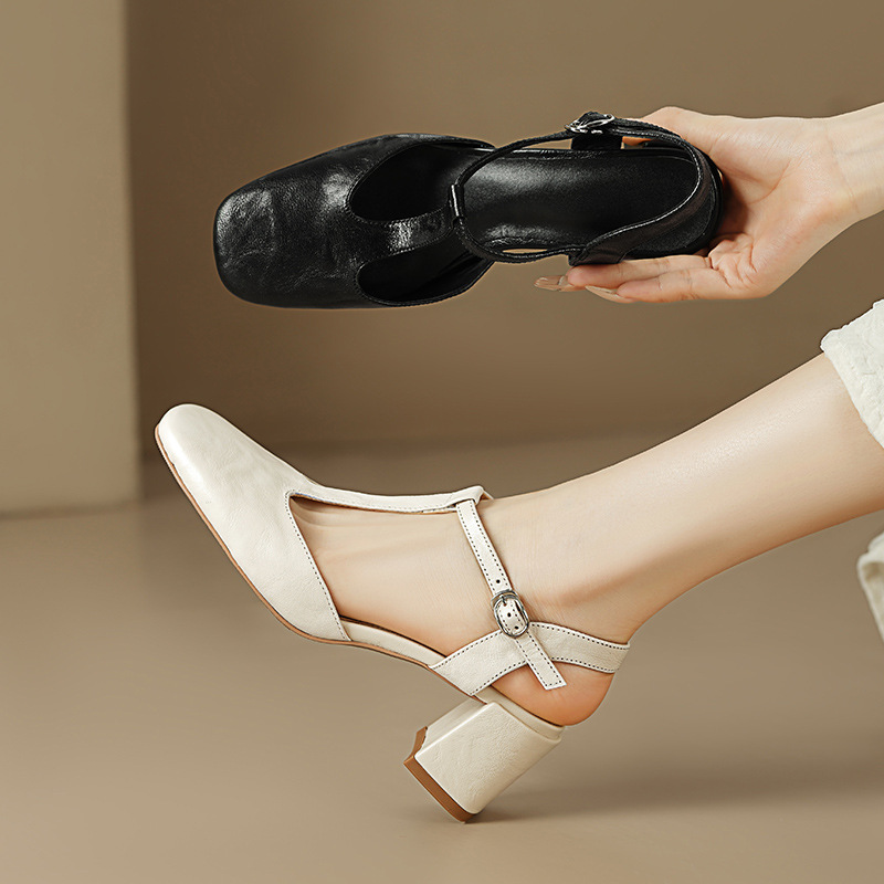 Womens Minimalist Square-toe Peep-toe Closed-toe Sandals