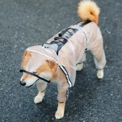 Upgraded Dog Raincoat Four-legged Waterproof All Inclusive - Frosted White - View 1