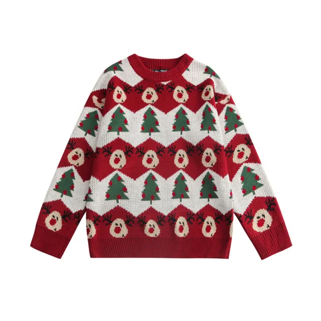 Christmas Sweater Couple Wear Autumn And Winter Red - Shop at LoveMi