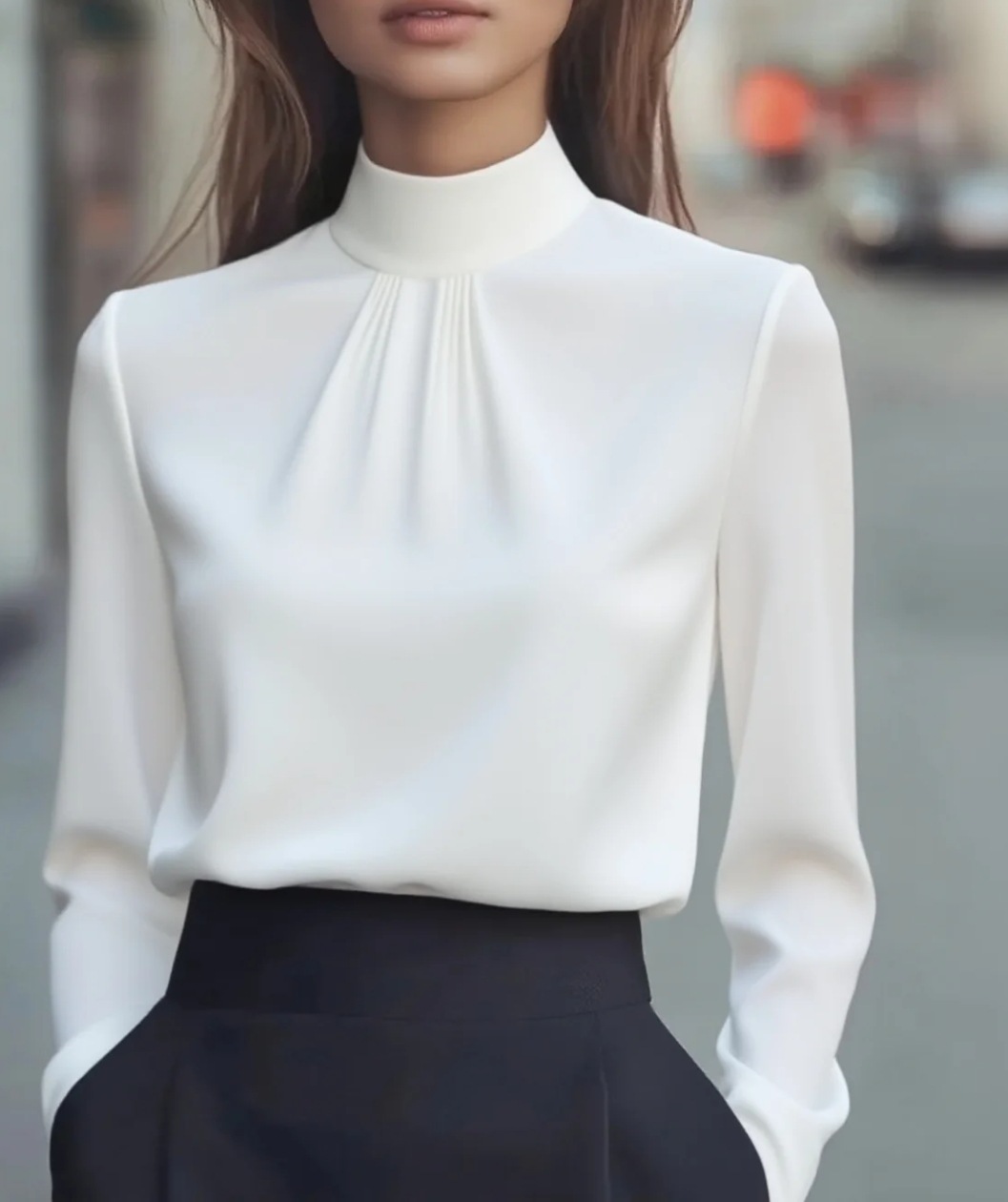 Women's Casual Fashionable Elegant Solid-Color Long-Sleeve Shirt - Image 5