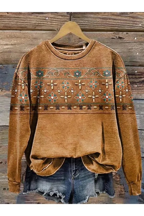 European And American Printing Long Sleeve Casual Top Autumn Winter Sweater - Style 7