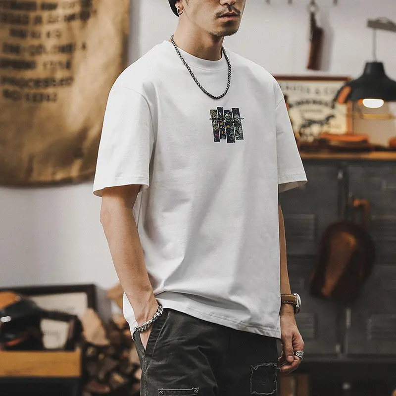 American-style Vintage Mens Short-sleeve T-shirt