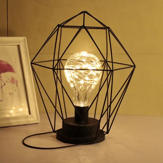 Wrought Iron Geometric Table Lamp Home Decoration Warm White - Shop at LoveMi