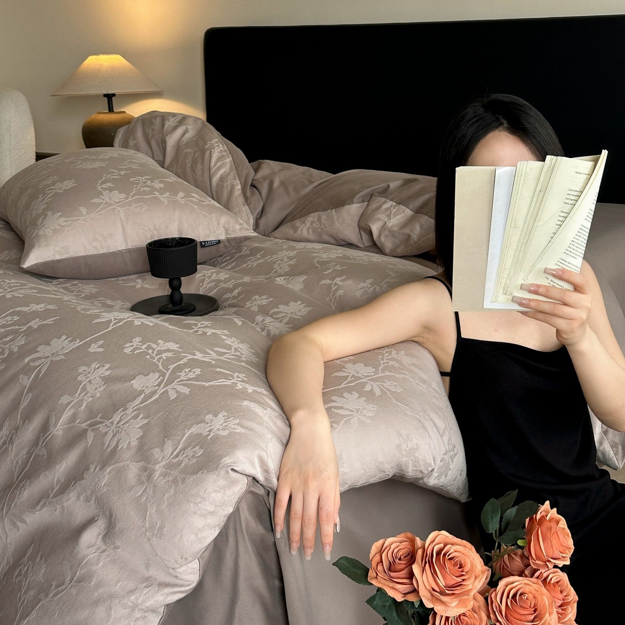 Large Jacquard Four-piece Set Pure Cotton With A Touch Of Light Luxuryduvet Cover And Bed Sheets