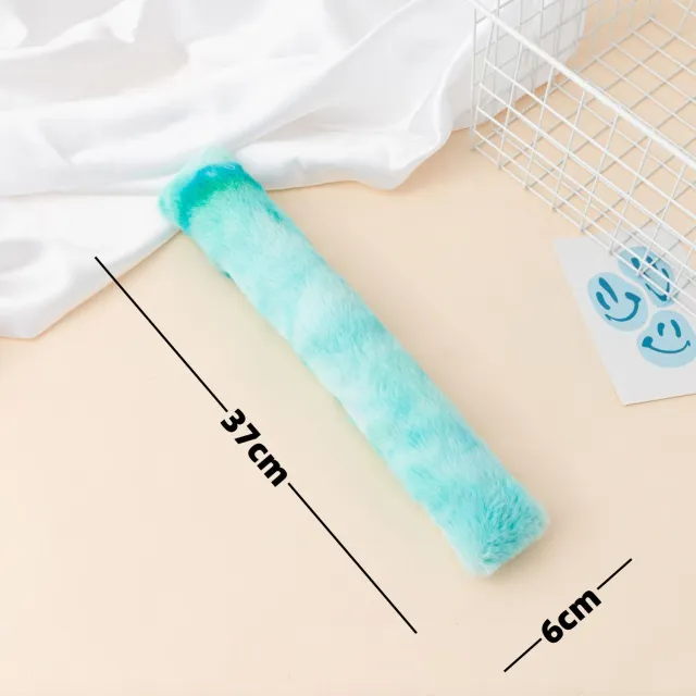 Short Plush Strip Pillow With Cat Grass Bag Blue Short Fur Colorful Pillow - Shop at LoveMi