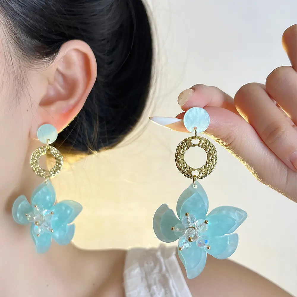 Resin Flower Pendant Earrings