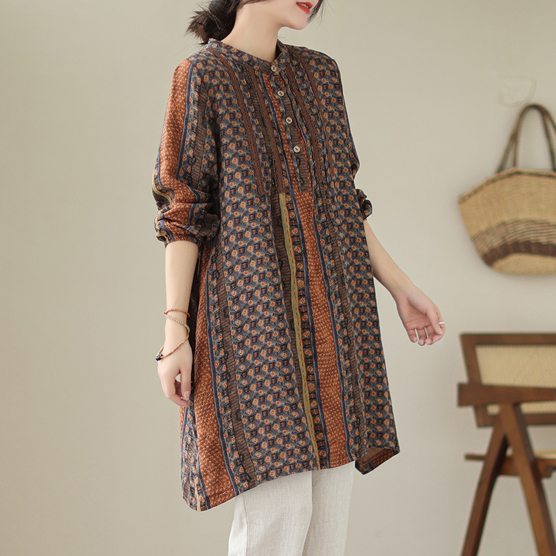 New Sweet Artistic Women's Long-sleeved Shirt Dress
