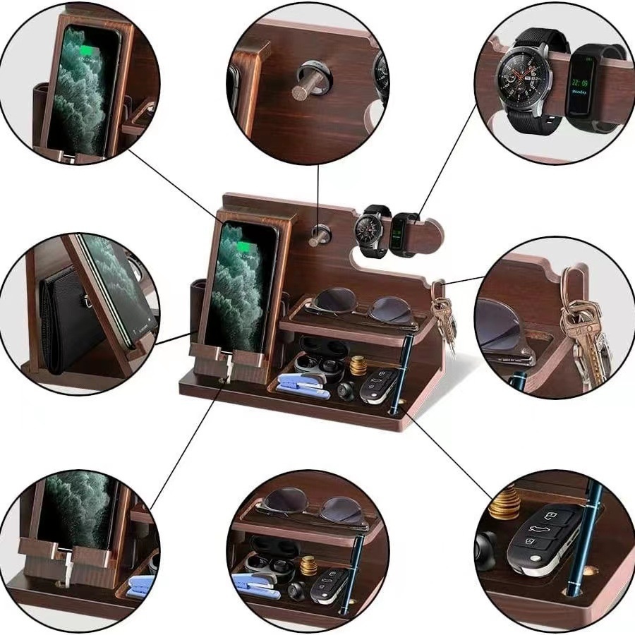 Solid Wood Phone Stand Desktop Creative Storage Rack - Image 6