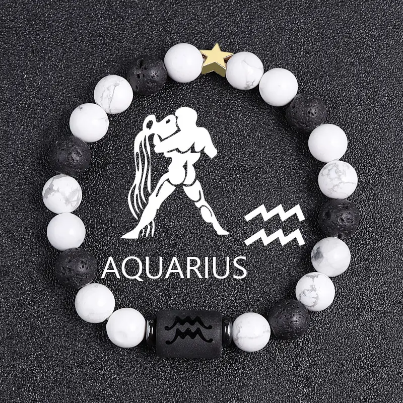 White-barked Pine Volcanic Rock String Beads And Round All-match Bracelet Beads
