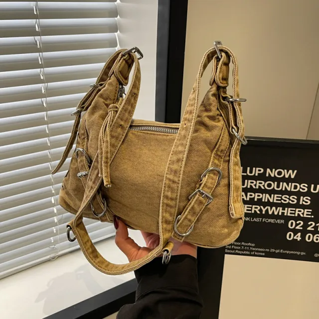 Denim Women's Western Style Shoulder Messenger Bag Khaki - Shop at LoveMi