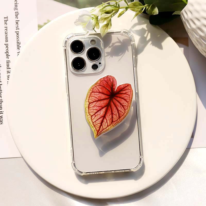 Acrylic Artificial Plant Leaf Airbag Foldable Mobile Phone Holder