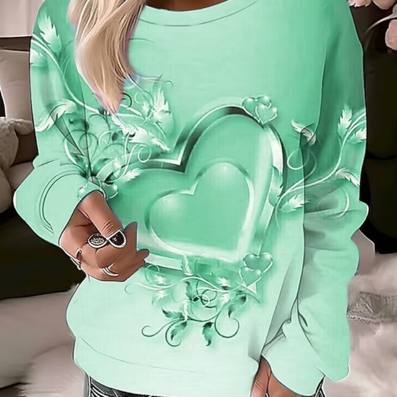 Fashion Love Long Sleeve Women's Polyester Sweater Applique Love