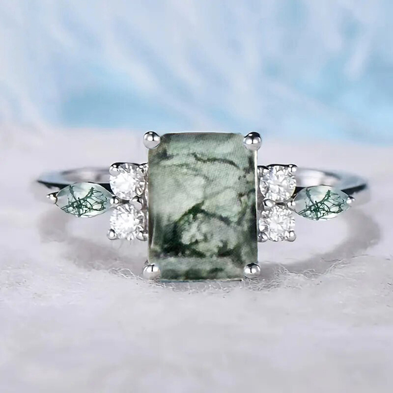 Light-luxury Chinese-style Square Geometric Ring