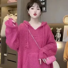 Gentle Soft Nuo Sweater Korean Style Loose And Lazy Style Sweater - Pitaya Colour-M - View 1
