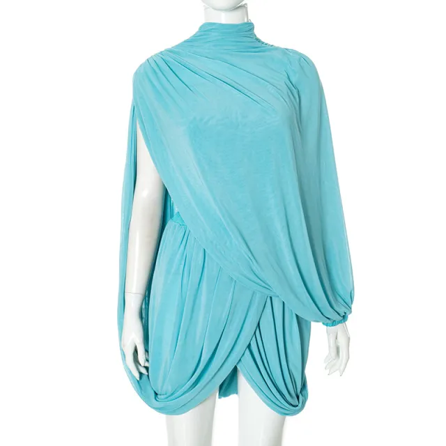 Women's Elegant Draped Tube Top Two piece Overskirt Suit Blue - Shop at LoveMi