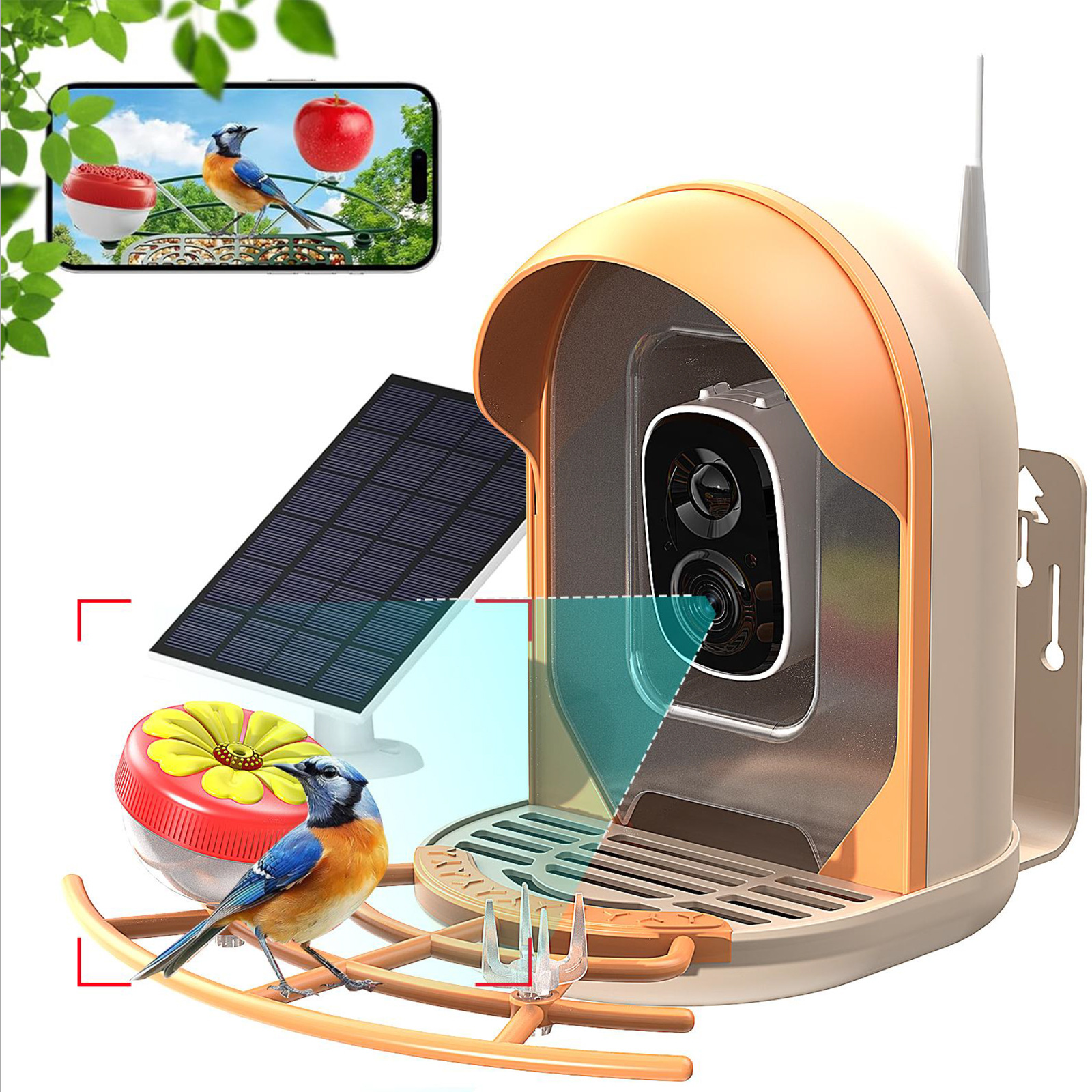 Smart Bird Feeder With AI-powered Camera Outdoor Solar Charging 10