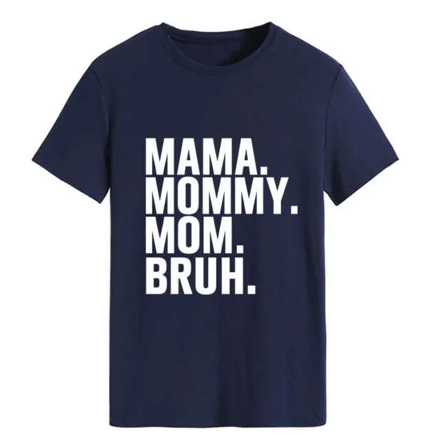 Letter Fashion Round Neck Women's Short Sleeve T shirt Cross border Foreign Trade Dark Blue White Font - Shop at LoveMi