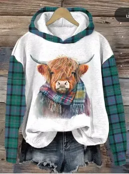 Women's Sweater 3D Digital Printing Animal Cat Oil Painting Pullover Hoodie - 13Style-S