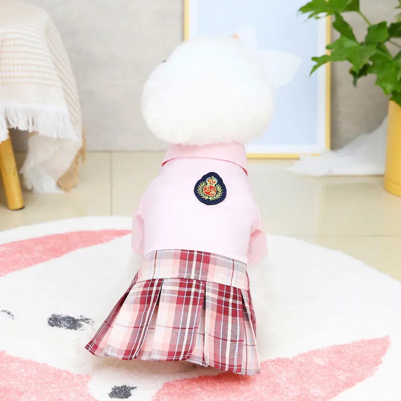 Pet Dog Spring And Summer Thin Dress - Pink