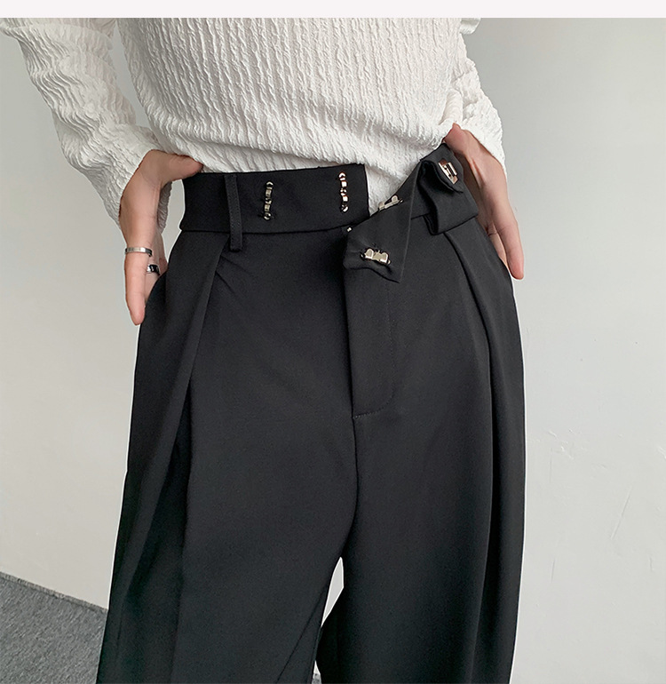 Straight Trousers Black Loose Casual Pants