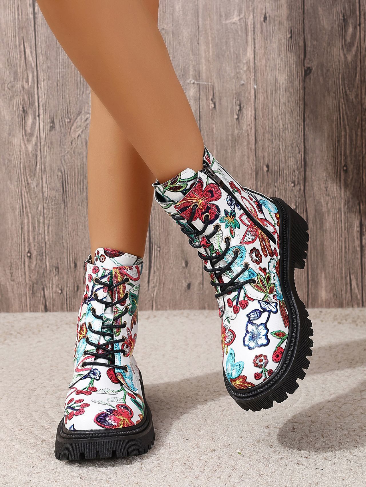 Title 5, Botas Martin femininas com estampa multicolorid...