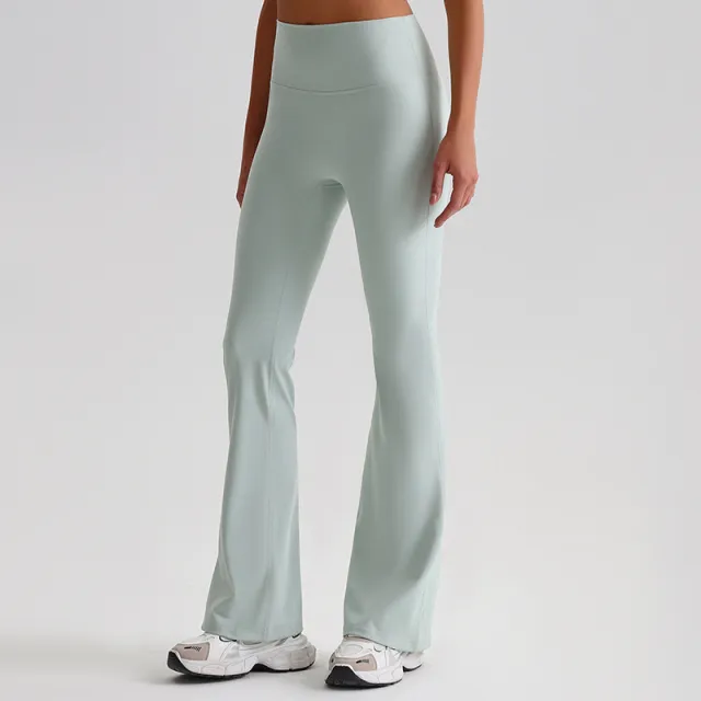 Wide leg Bell bottoms Tight Nude Feel Hip Raise Yoga Pants 2189 Bright Water Duck - Shop at LoveMi