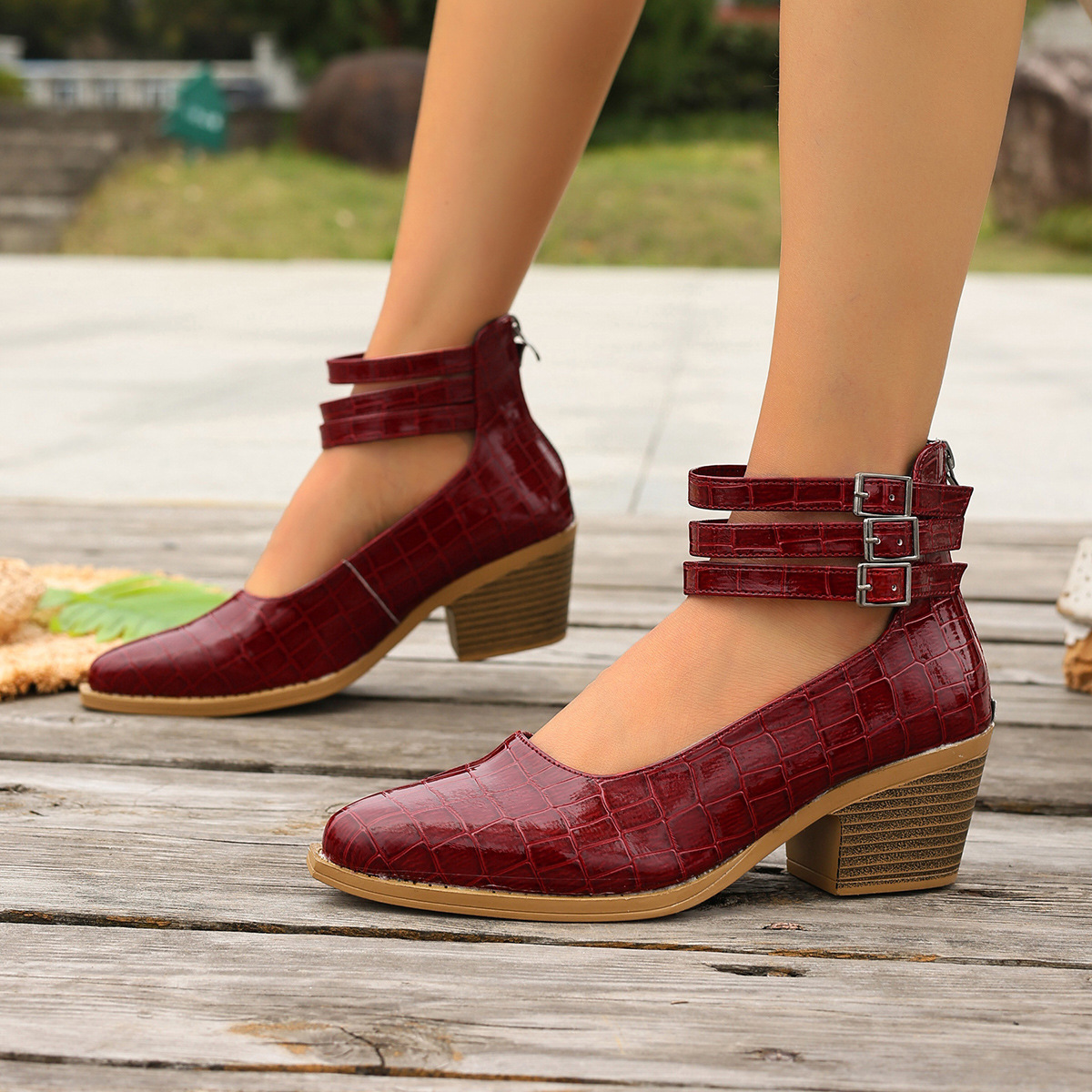 Women's Fashion Zipper High-Heel Pumps 22 d5670b33 781c 41cd b4df df6ee43017aa