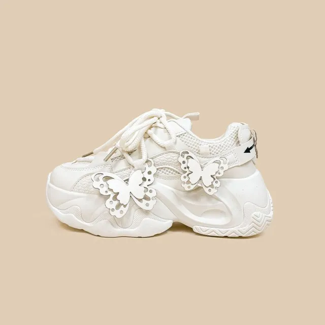 Female Minimalist Casual White Thick Soled Dad Shoes White - Shop at LoveMi