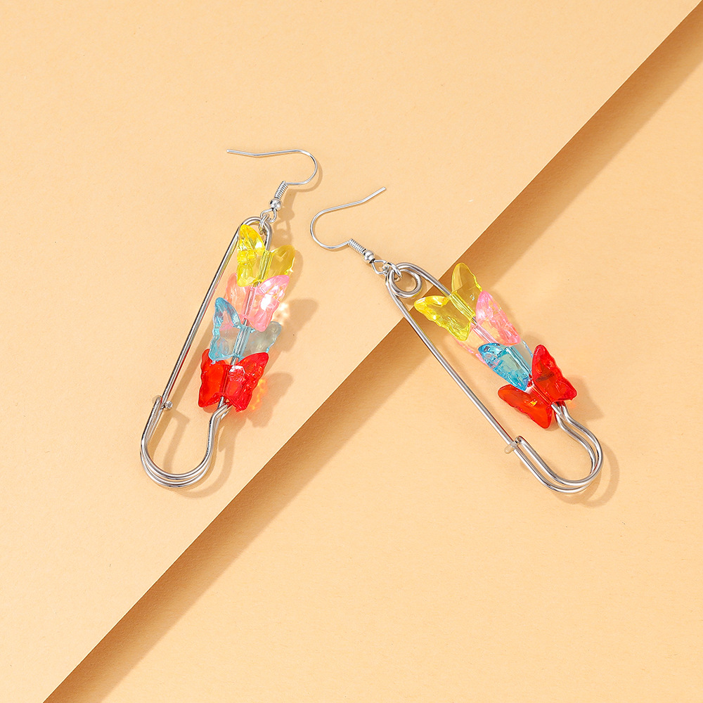 Personalized Retro Colorized Butterfly Pin Earrings