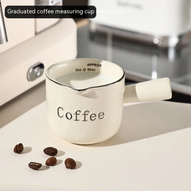 Espresso Cup With Scale Ceramic Coffee Measuring Cup Milk Silver - Shop at LoveMi