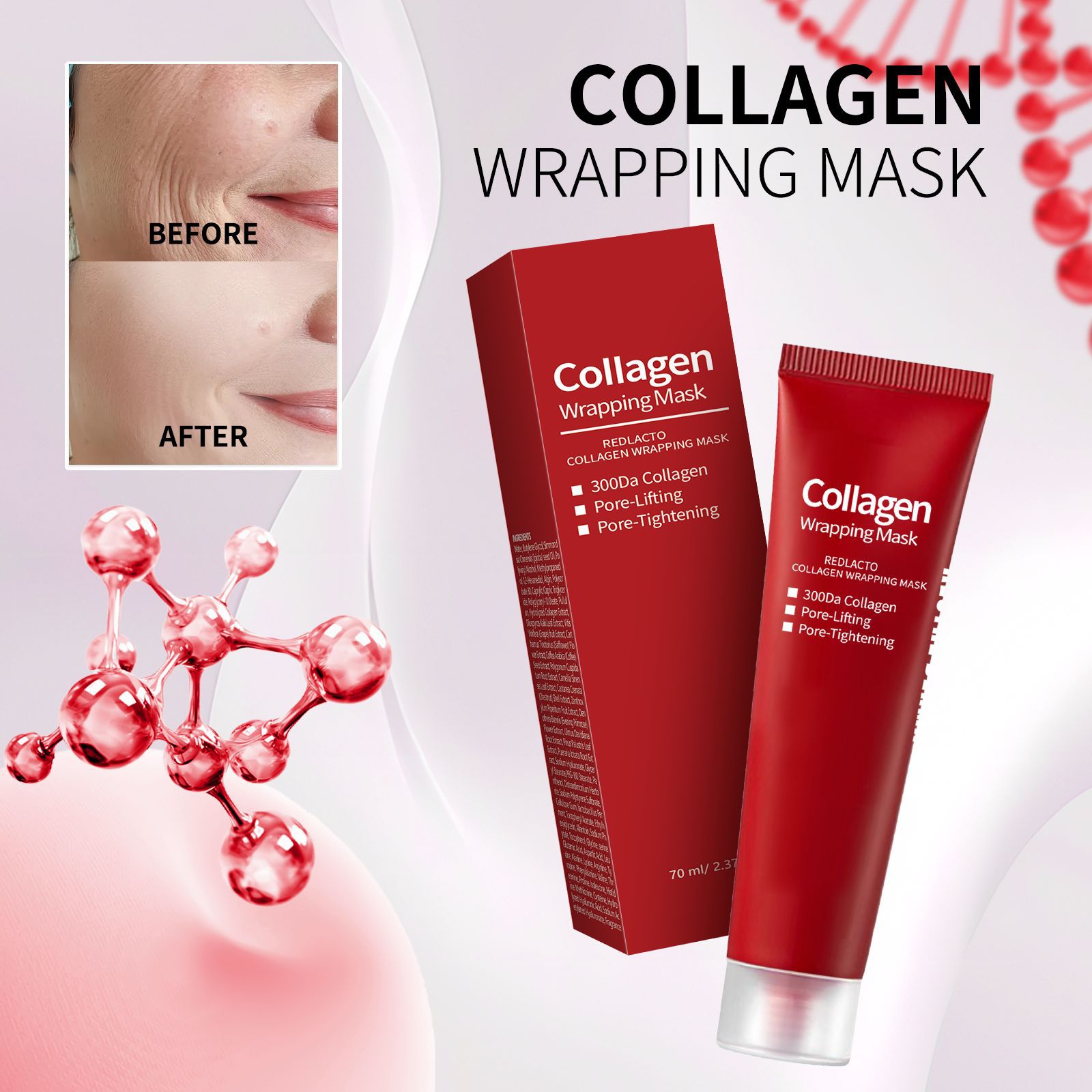 Title 4, Red Lactic Acid Collagen Mask Brightening And M...