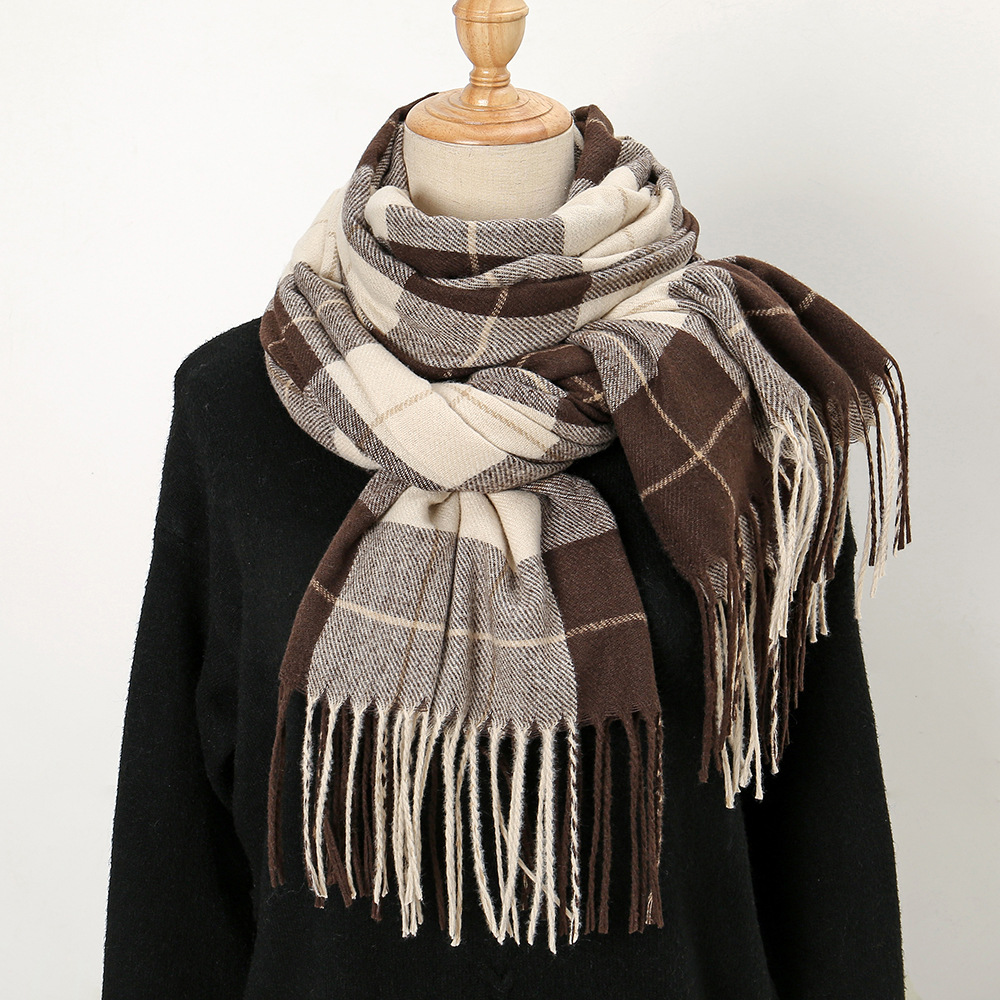 Warm Shawl Tassel Contrast Color Skin-friendly Warm Scarf