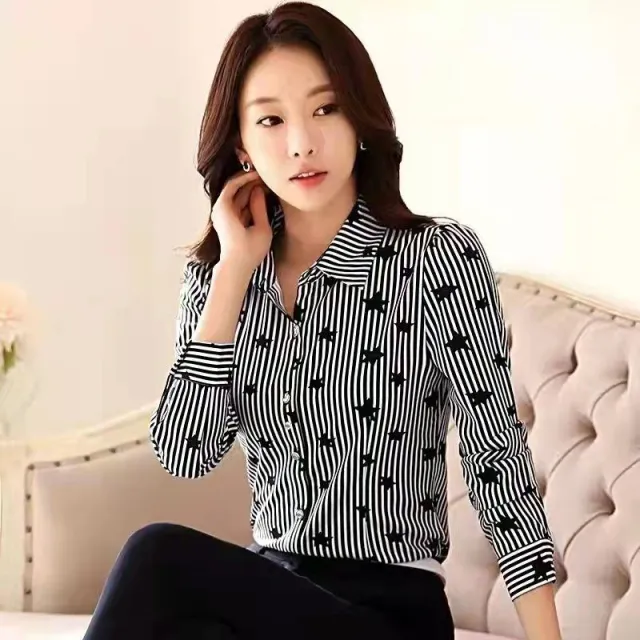 Three quarter Sleeve Slimming Shirt Women's Long Sleeve Plus Size Black - Shop at LoveMi