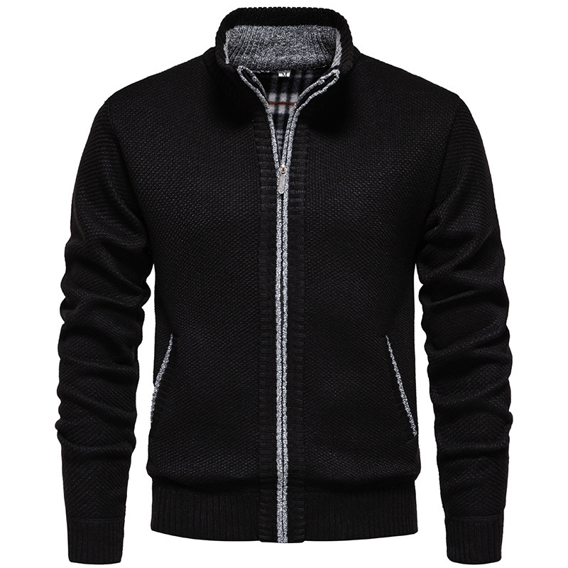 Men's Stand-up Collar Knitted Sweater Coat - Image 1