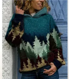 Hooded Long Sleeve Digital Printing Loose Casual Sweater For Women - Hot 8-Xl - View 1