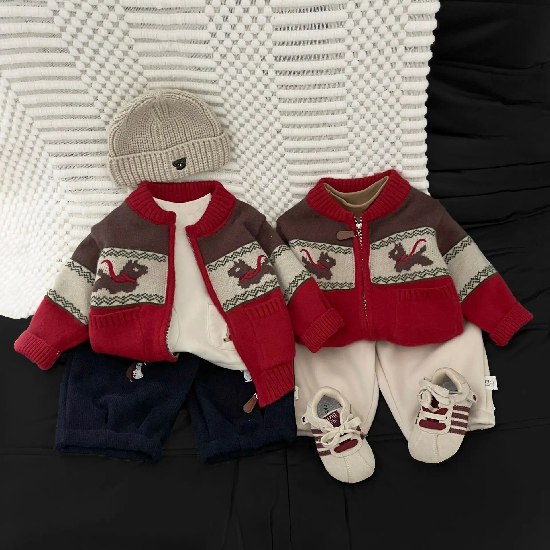 Autumn Winter Fleece-Lined Thickened Warm Knitted Cardigan